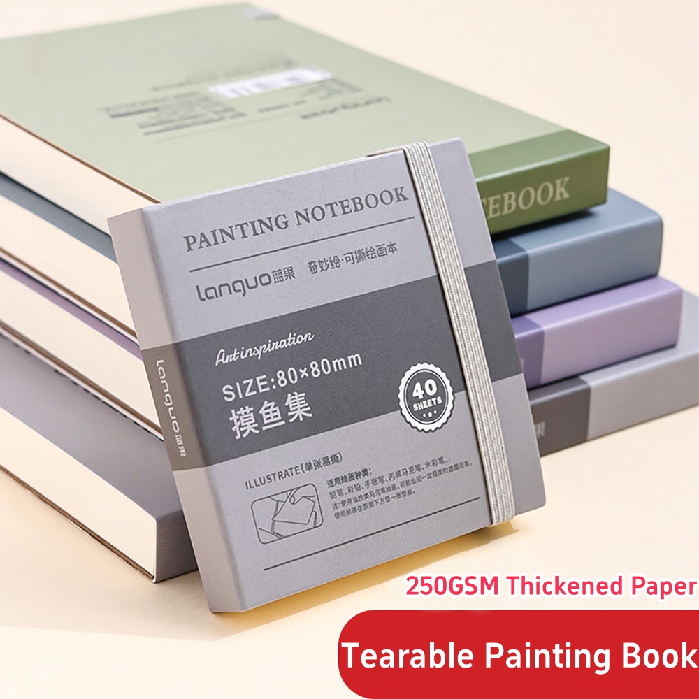 Photography Book - สมุดวาดภาพแบบพกพา 40 แผ่น กระดาษแข็งสีขาวหนา สมุดศิลปะกราไฟท์ขนาดเล็กสำหรับการวาดภาพสีน้ำ