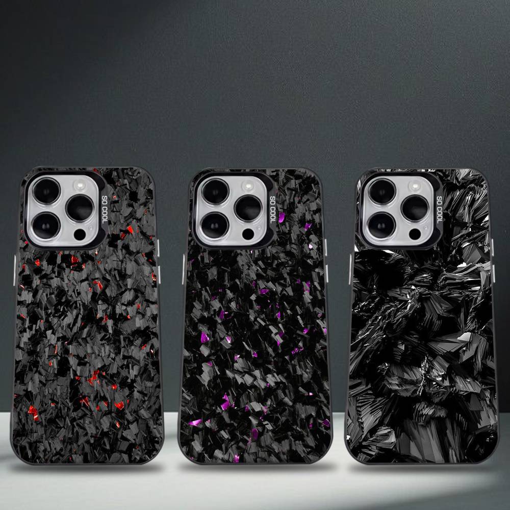 Photography Geometry - เคสโทรศัพท์ลายคาร์บอนไฟเบอร์ สำหรับ iPhone 16,15,14,13,12,11,8,7,Pro,Max,Plus,Mini,XS,SE ป้องกันการตก สีดำด้าน