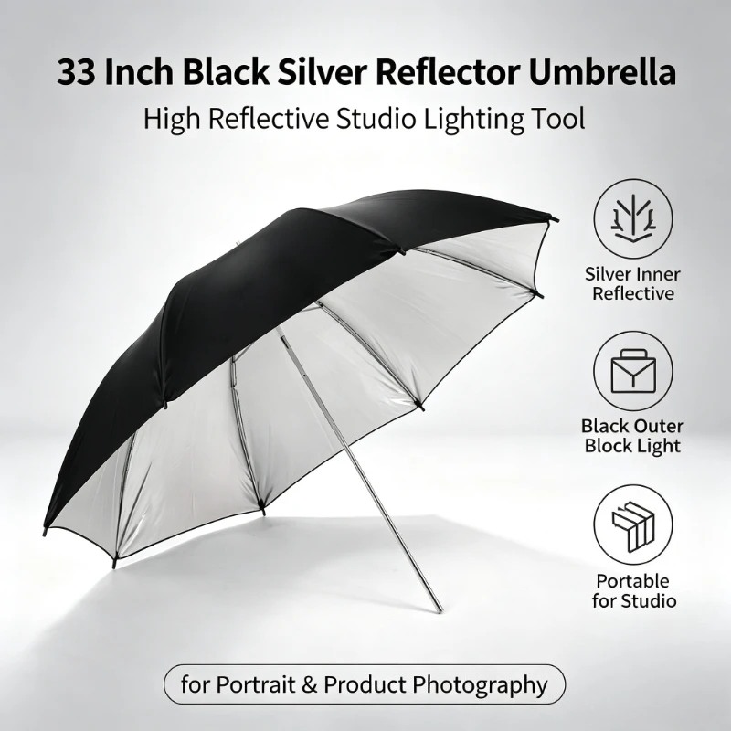 ร่มสะท้อนแสงสีดำทนทานขนาด 33 น - Photography Umbrella บทวิจารณ์และราคา