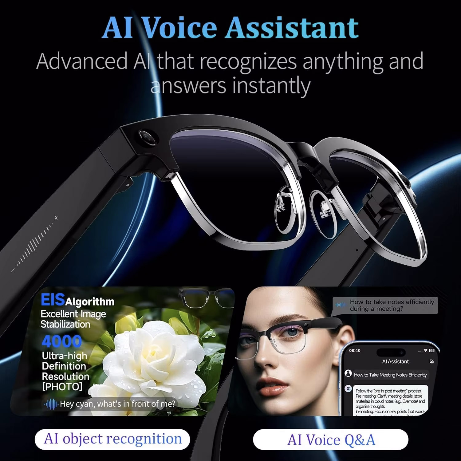 แว่นตาอัจฉริยะ AI กล้อง 4K HD  - Photography Japanese บทวิจารณ์และราคา